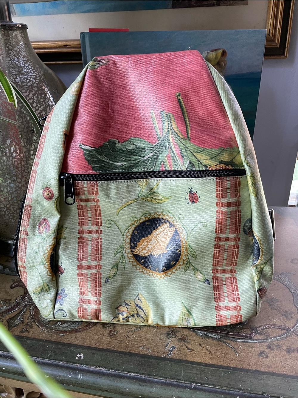 Nordic House Designs  Floral Print sling Backpack - Pink & Sage